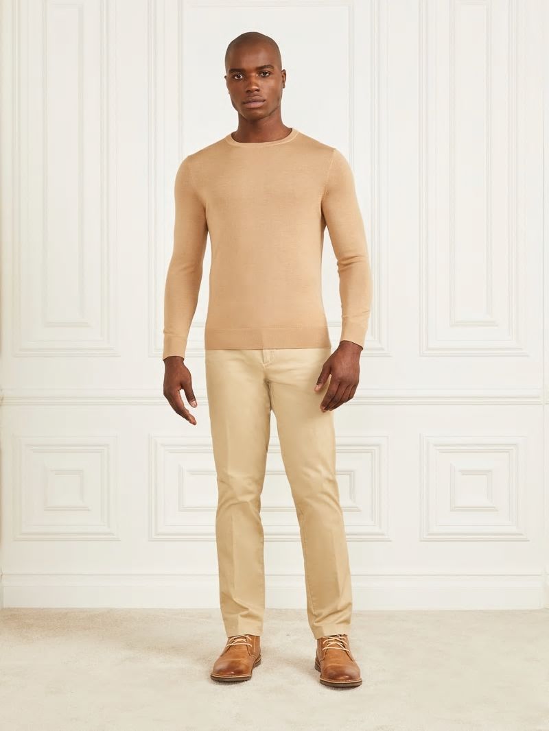 Guess Merino Wool Crewneck Sweater - Toasted Taupe