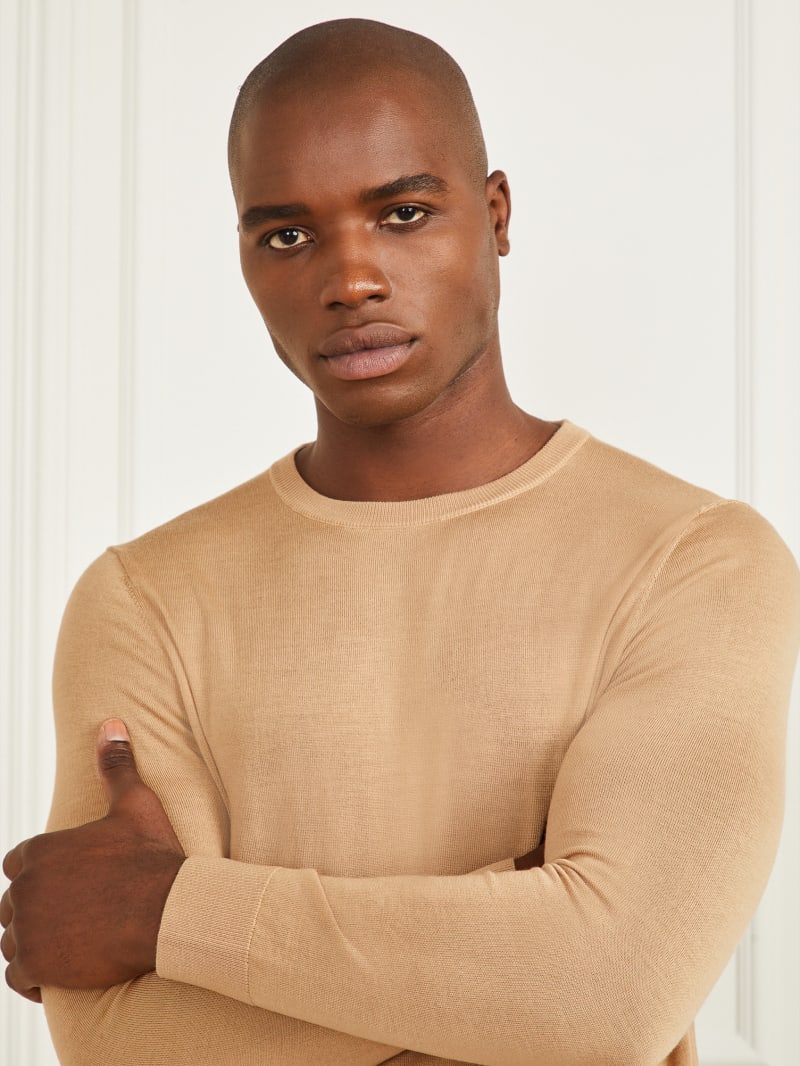 Guess Merino Wool Crewneck Sweater - Toasted Taupe