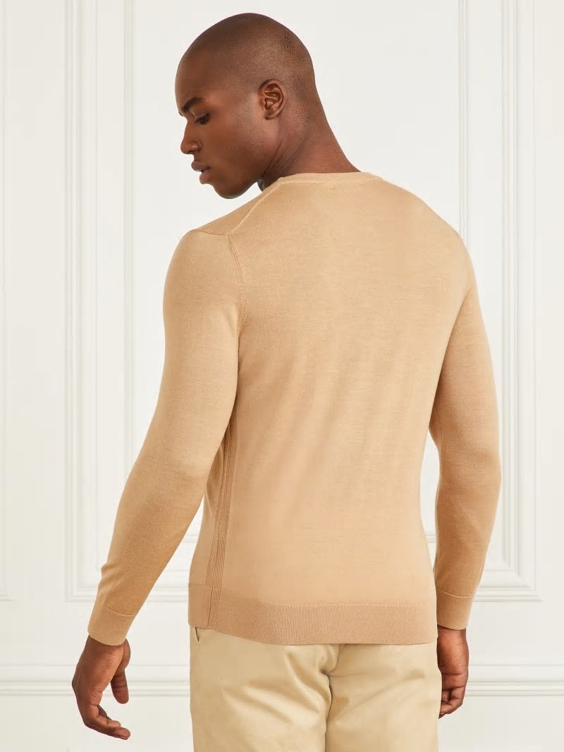 Guess Merino Wool Crewneck Sweater - Toasted Taupe