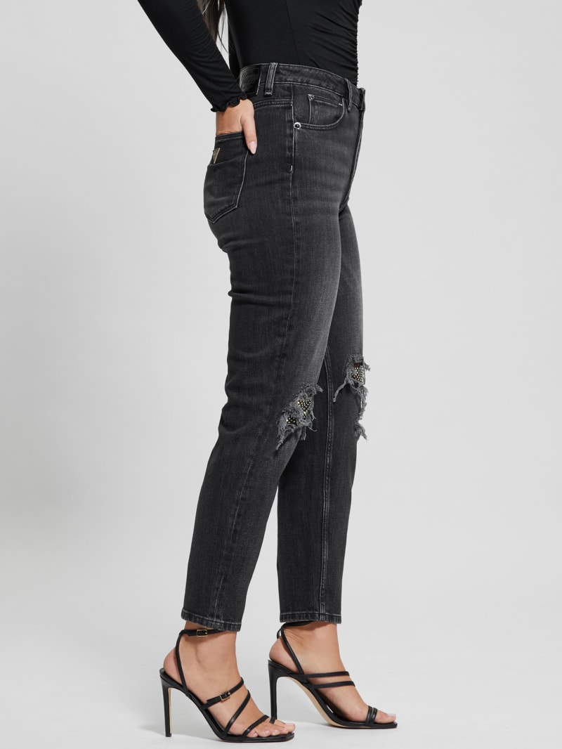 Guess Eco Crystal Rip-and-Repair Mom Jeans - Authentic Net