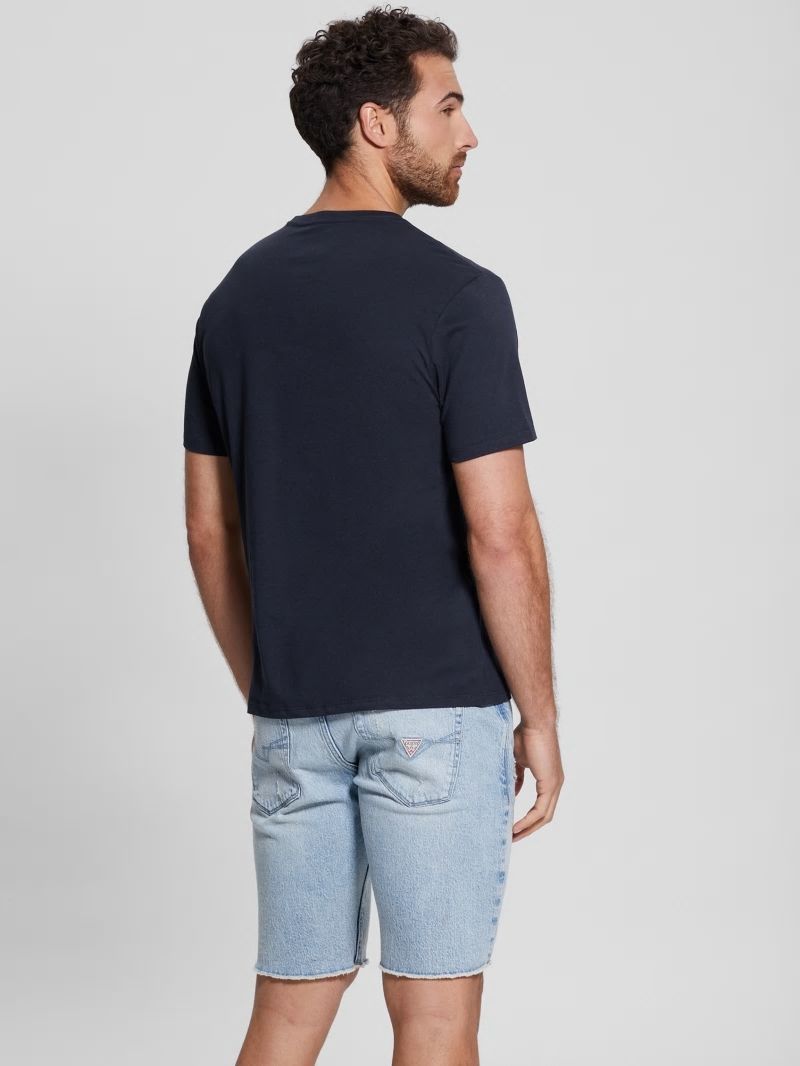 Guess Eco Embossed Logo Tee - Bleu éLéGant