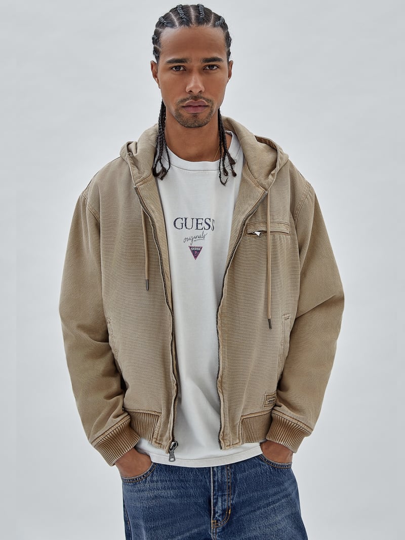 Guess GUESS Originals Canvas Worker Hoodie - Washed Brown Canvas