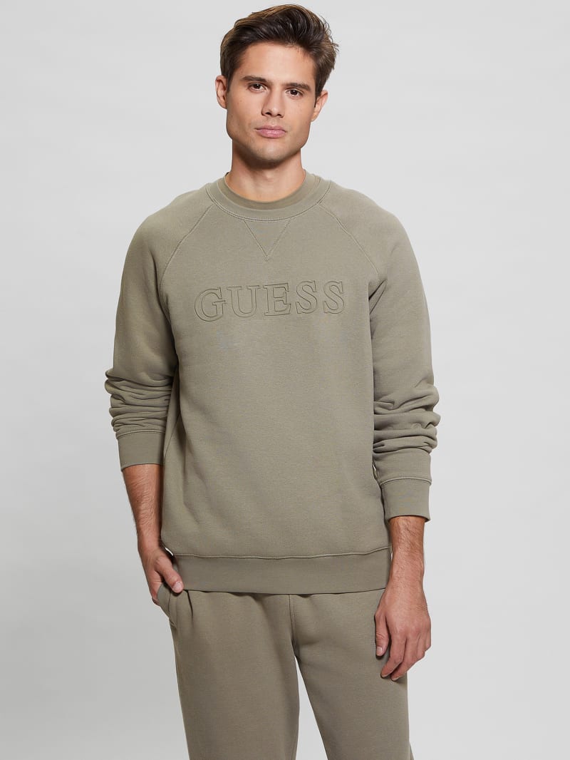 Guess Eco Aldwin Logo Sweatshirt - Mossy Green