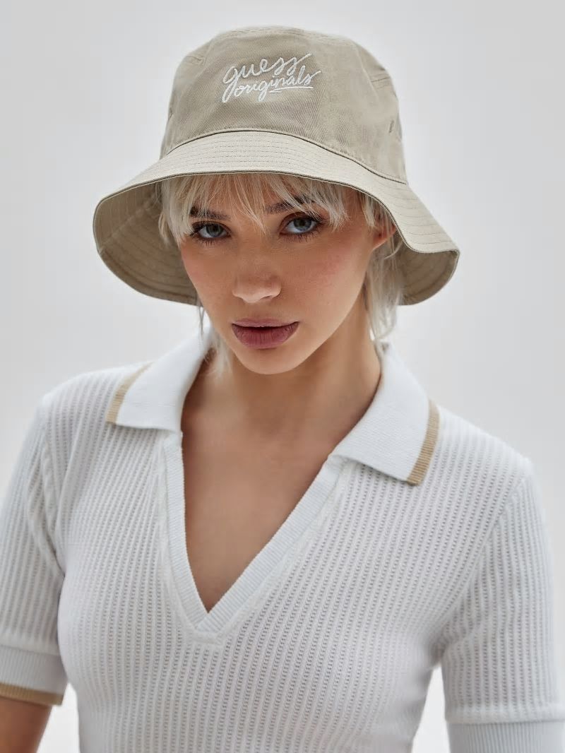 Guess GUESS Originals Logo Bucket Hat - Pale Beige Nude