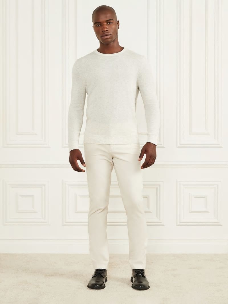 Guess Cashmere-Blend Crewneck Sweater - White Heather