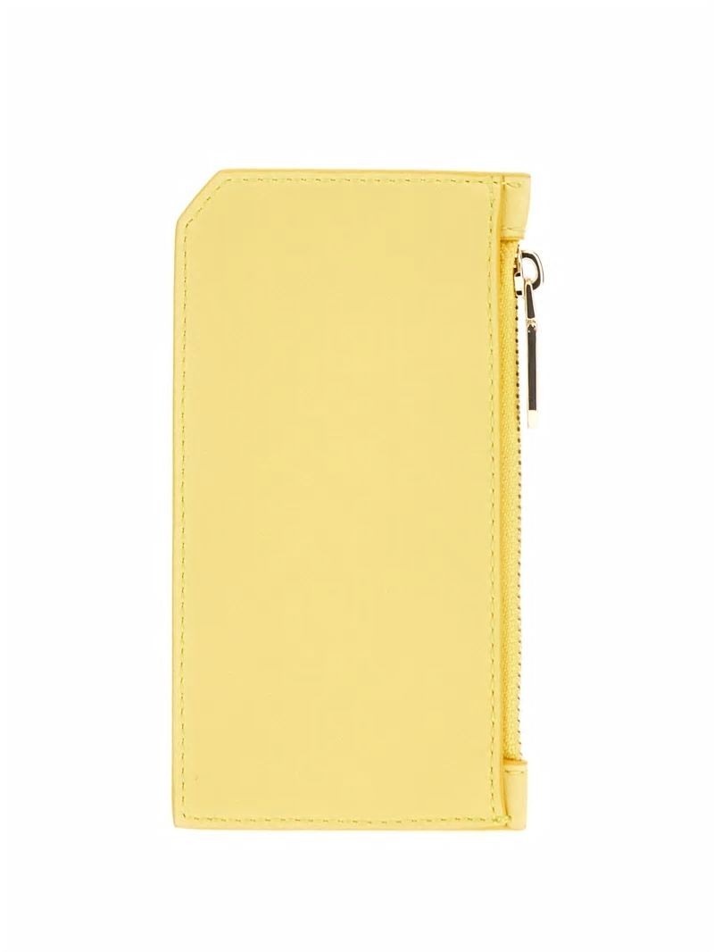 Guess Faux-Leather Zip Card Holder - Yellow