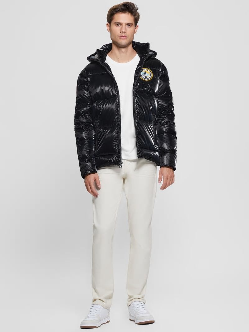 Guess Arctic Patch Puffer Jacket - Jet Black Multi