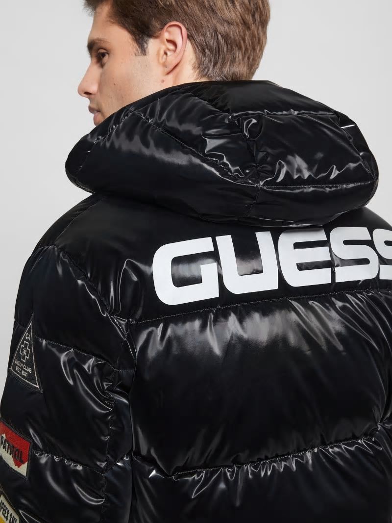 Guess Arctic Patch Puffer Jacket - Jet Black Multi