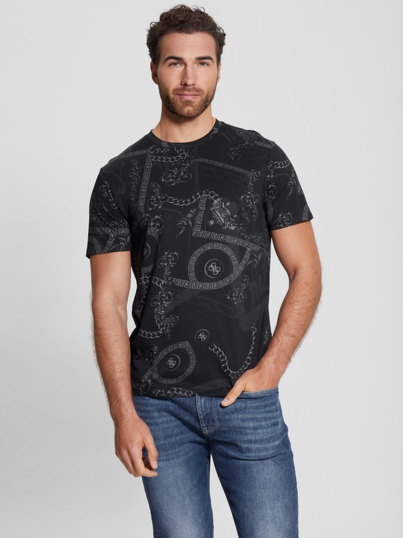 Guess Eco Tonal Printed Quattro G Tee - Jet Black Multi