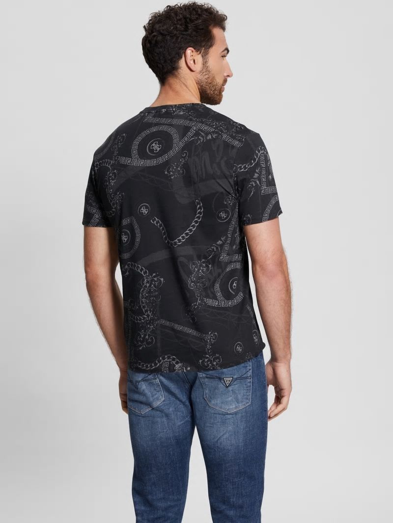 Guess Eco Tonal Printed Quattro G Tee - Jet Black Multi