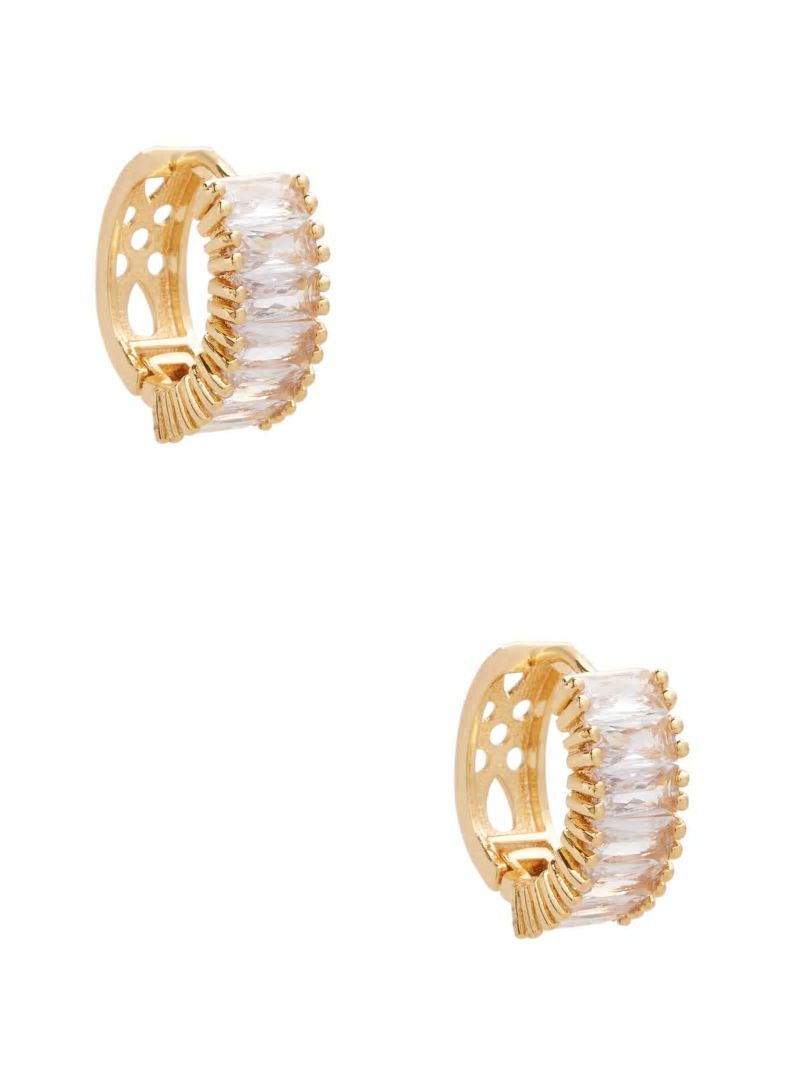 Guess Gold-Tone Baguette Huggie Hoop Earrings - Gold