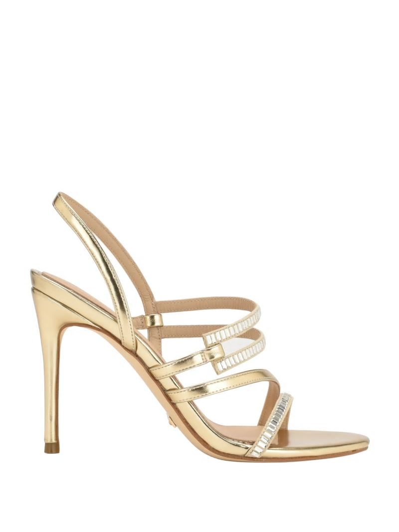 Guess Kaden Crystal Strappy Heel - Gld-1 Gold