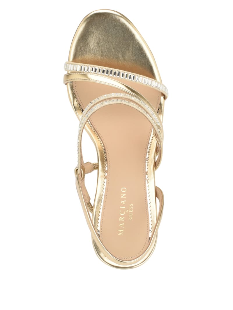 Guess Kaden Crystal Strappy Heel - Gld-1 Gold