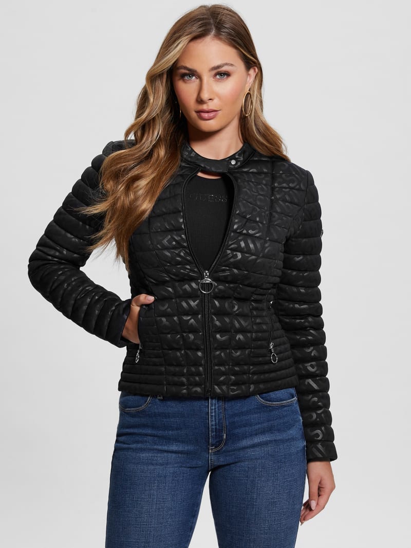 Guess Vona Quilted Logo Jacket - Black