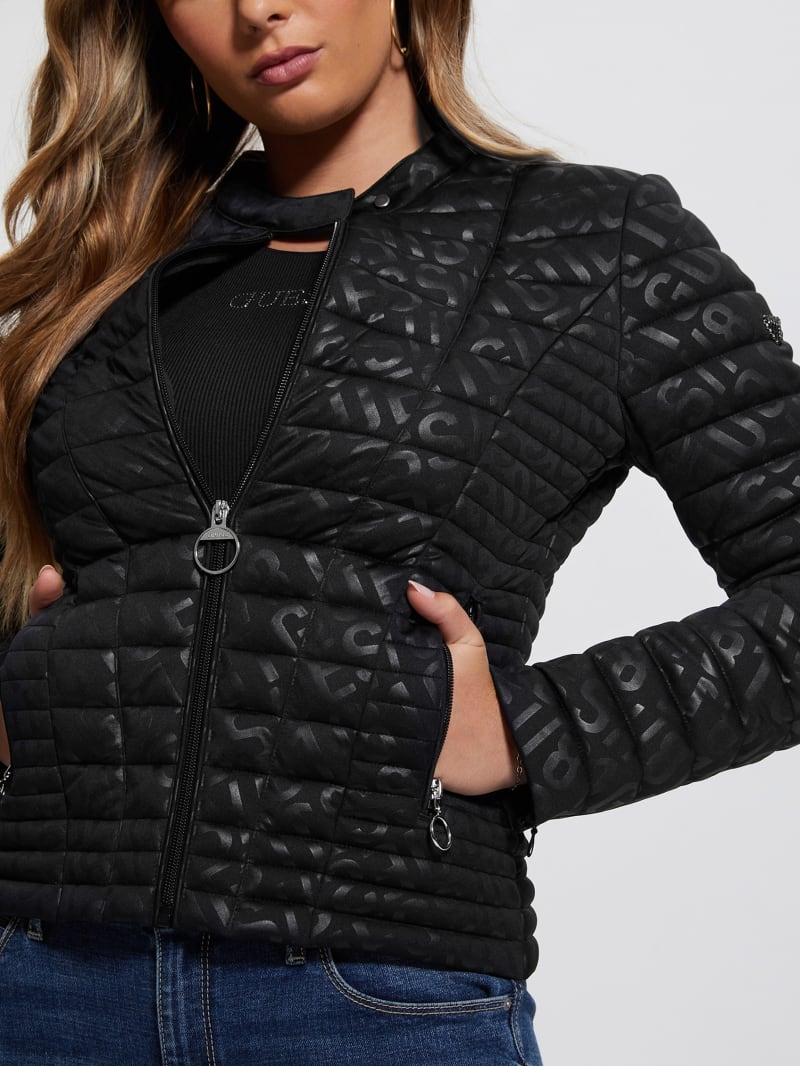 Guess Vona Quilted Logo Jacket - Black
