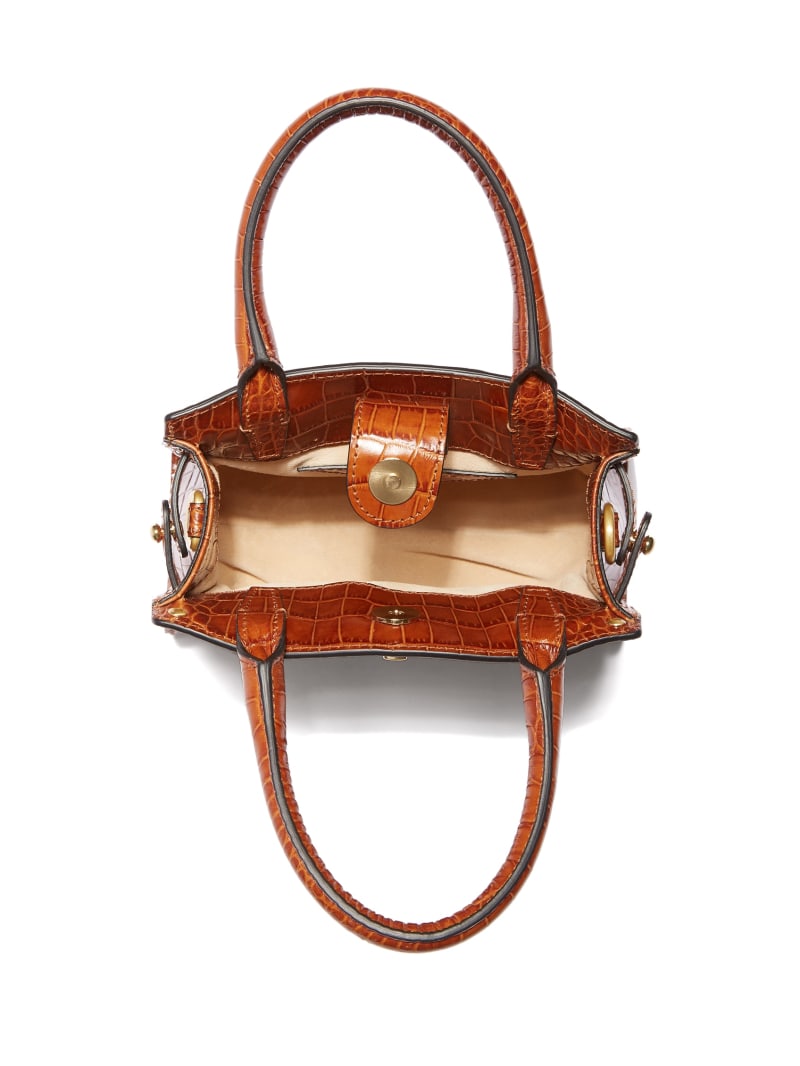 Guess Cristina Leather Mini Satchel - Cognac