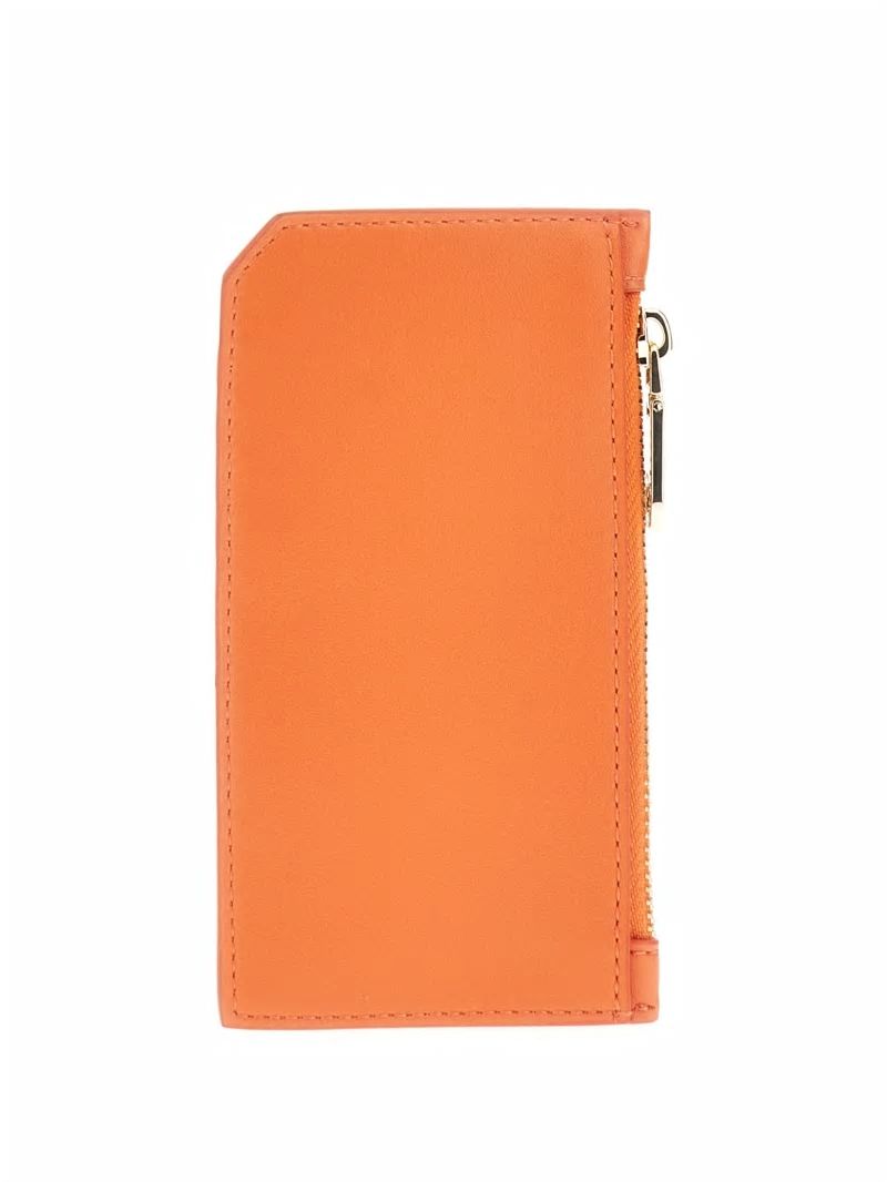 Guess Faux-Leather Zip Card Holder - Orange