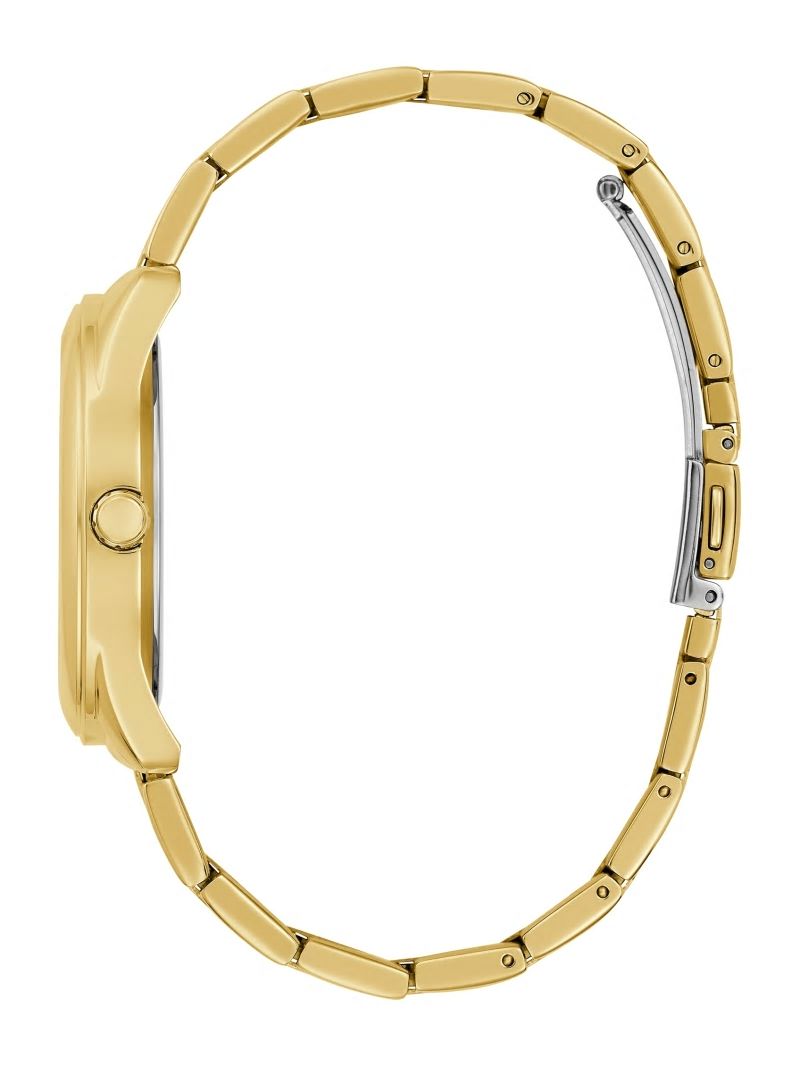 Guess Gold-Tone G-Cube Dial Analog Watch - Gold