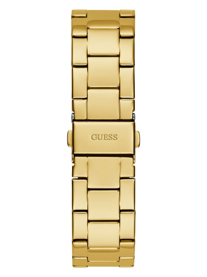 Guess Gold-Tone G-Cube Dial Analog Watch - Gold