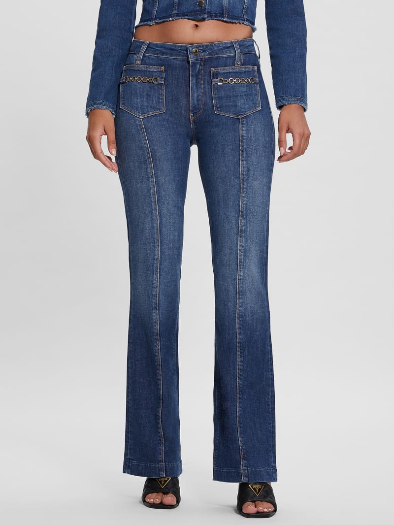 Guess Eco Chain Pocket Sexy Bootcut Jeans - Enlinghtment Dark