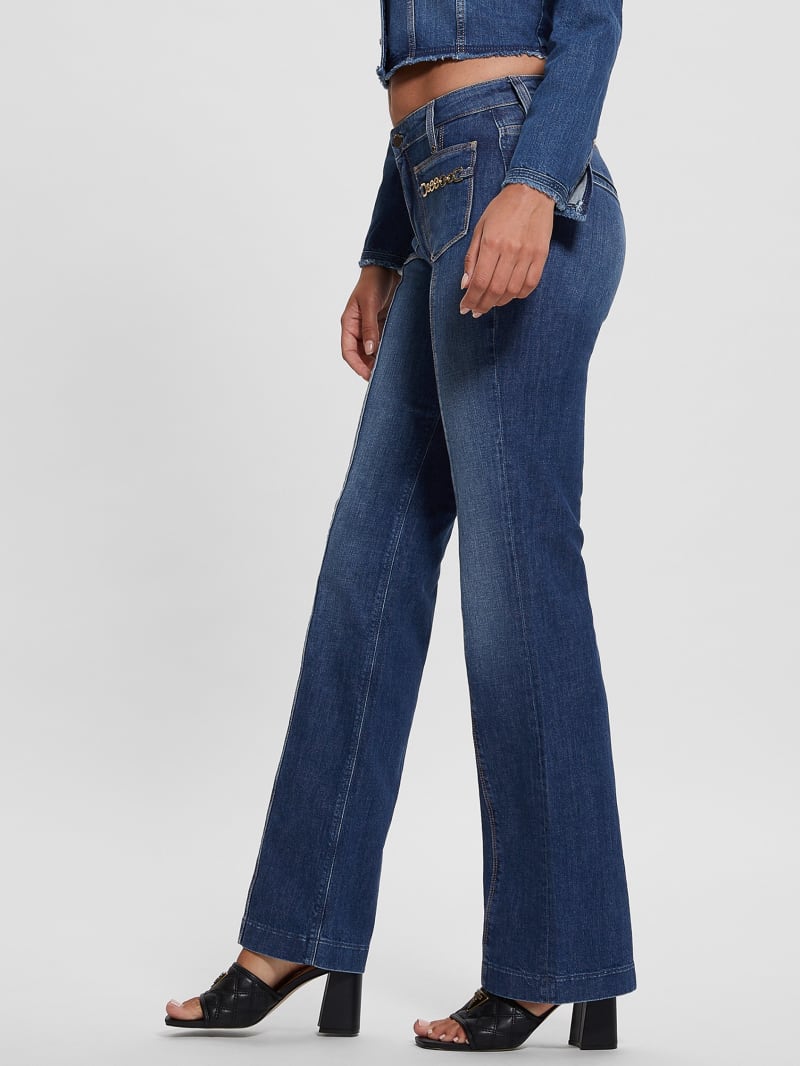 Guess Eco Chain Pocket Sexy Bootcut Jeans - Enlinghtment Dark