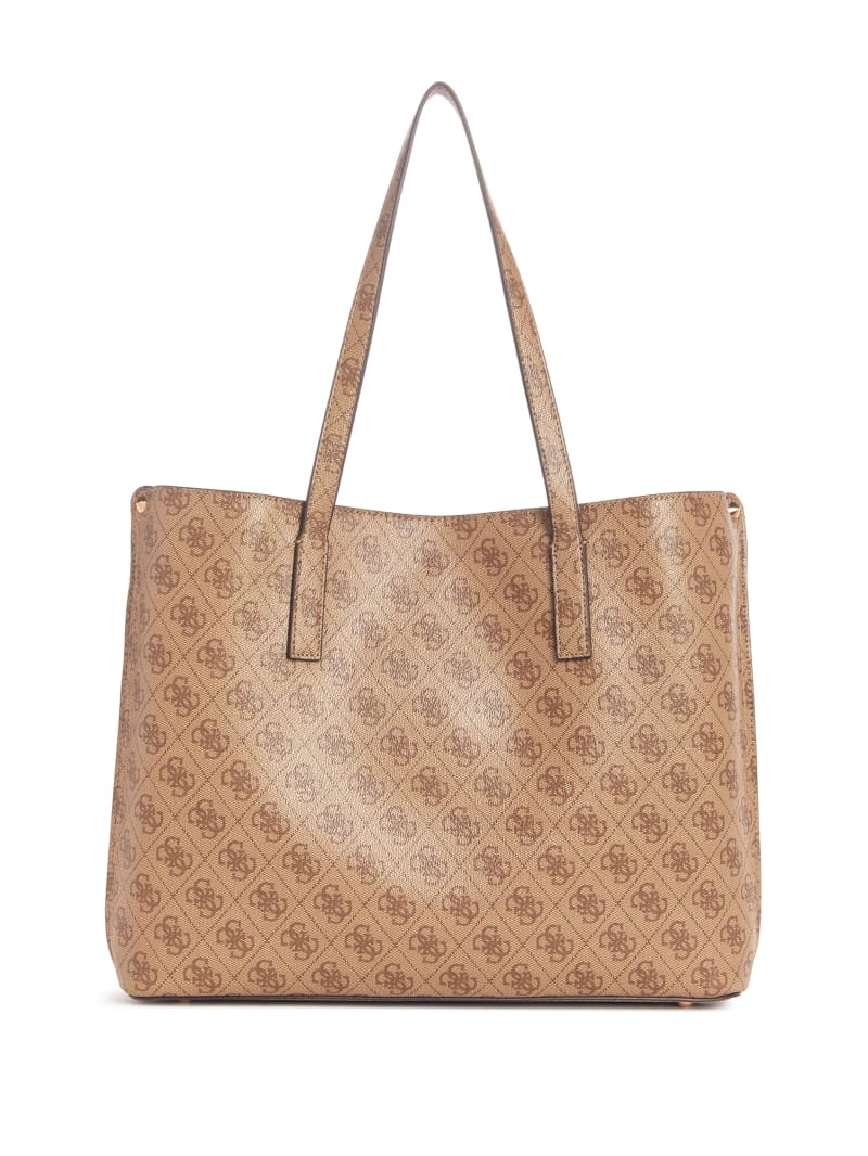 Guess Meridian Quattro G Girlfriend Tote - Latte Logo