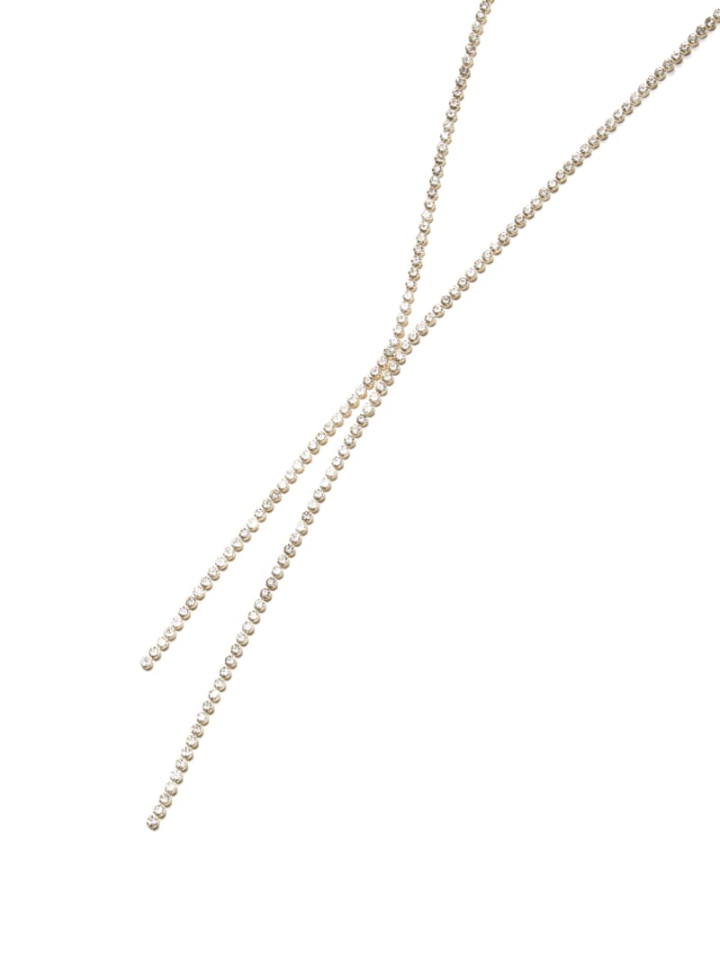 Guess Gold-Tone Crystal Y Necklace - Silver/Gold