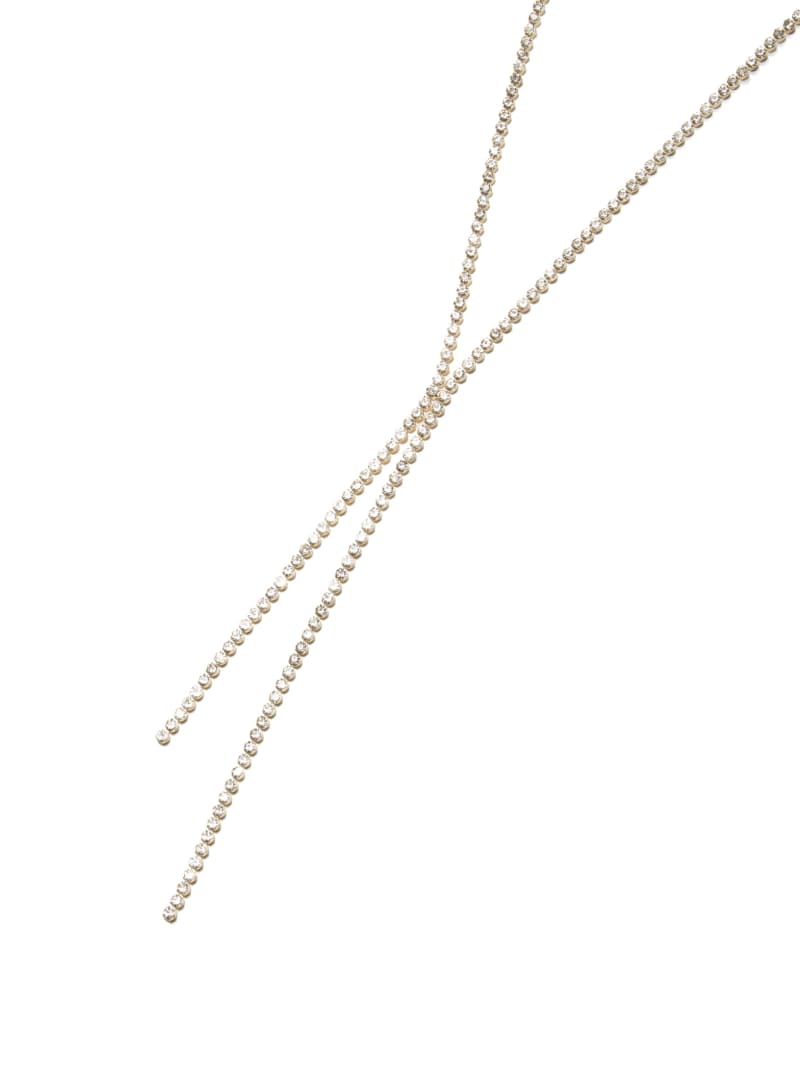 Guess Gold-Tone Crystal Y Necklace - Silver/Gold