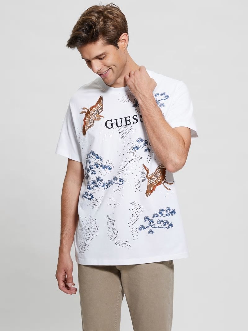 Guess Eco Logo Bird Tee - Pure White