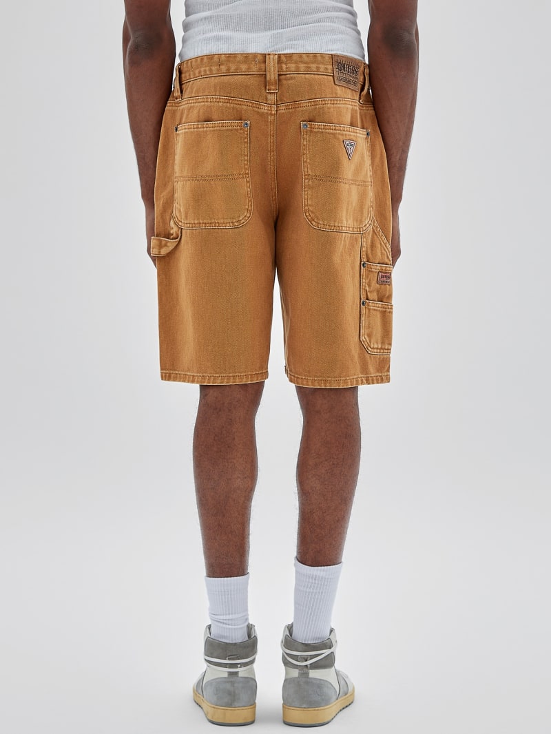 Guess GUESS Originals Aged Denim Carpenter Shorts - Go Vintage Tan Wash