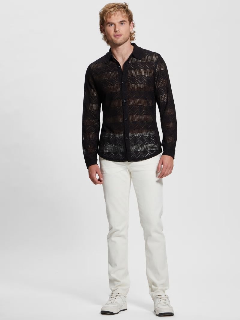 Guess Geo Crochet Shirt - Black