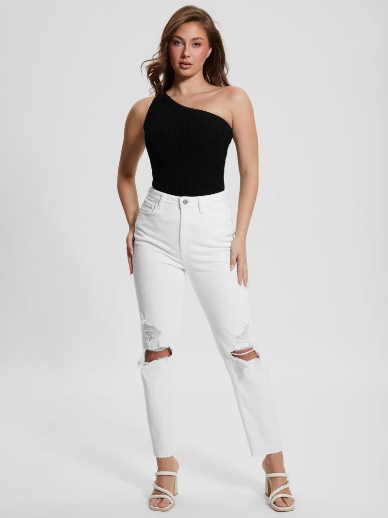 Guess Destroyed Mom Jeans - Pure White Multi