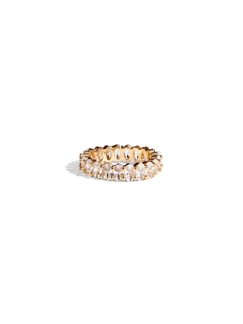 Guess Gold-Tone Baguette CZ Ring - Size 7 - Gold