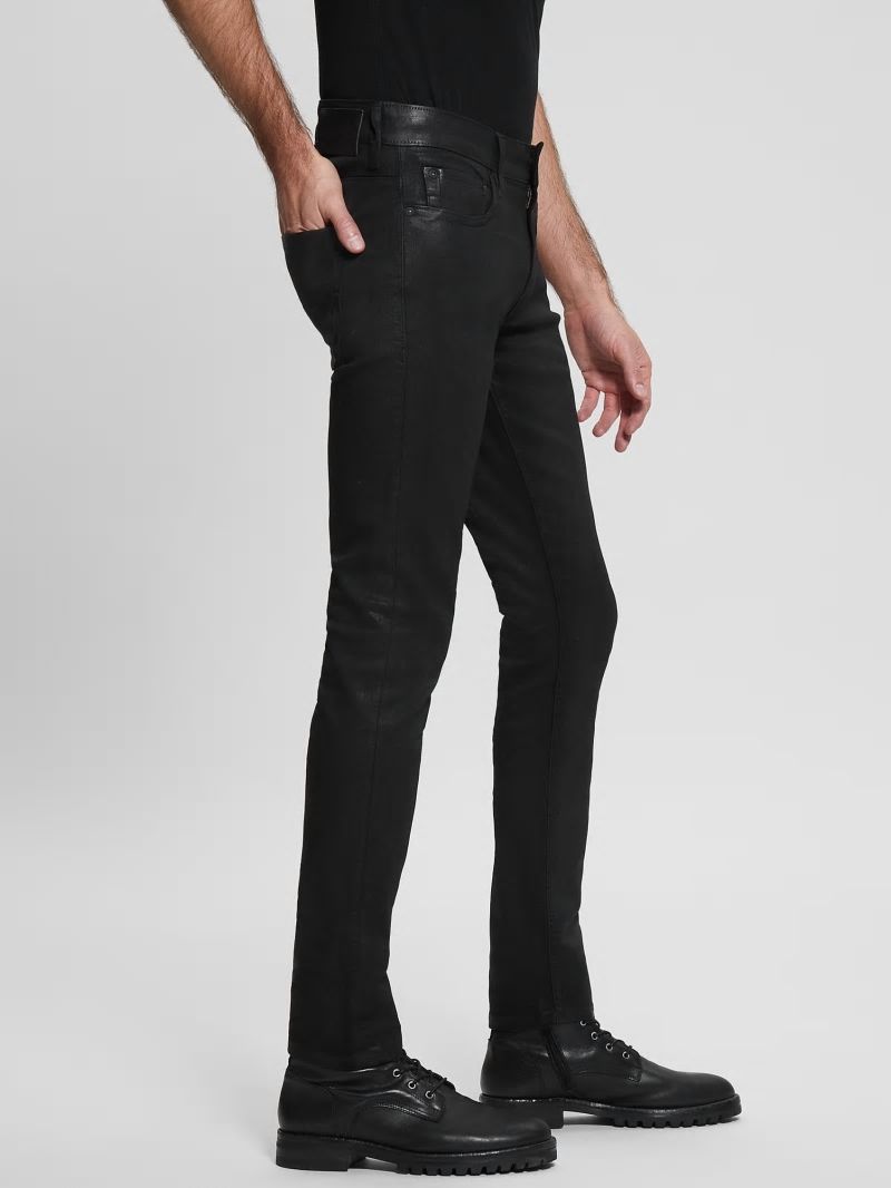 Guess Coated Skinny Jeans - Mechanical Black Wash