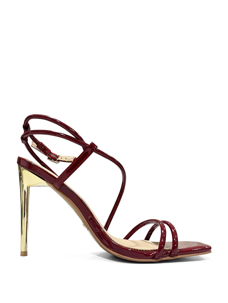 Guess Strappy Cord Heeled Sandal - Dark Jam Red