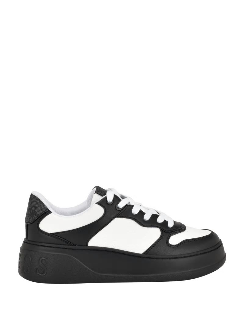 Guess Cleva Contrasting Low-Top Sneakers - White Graffiti