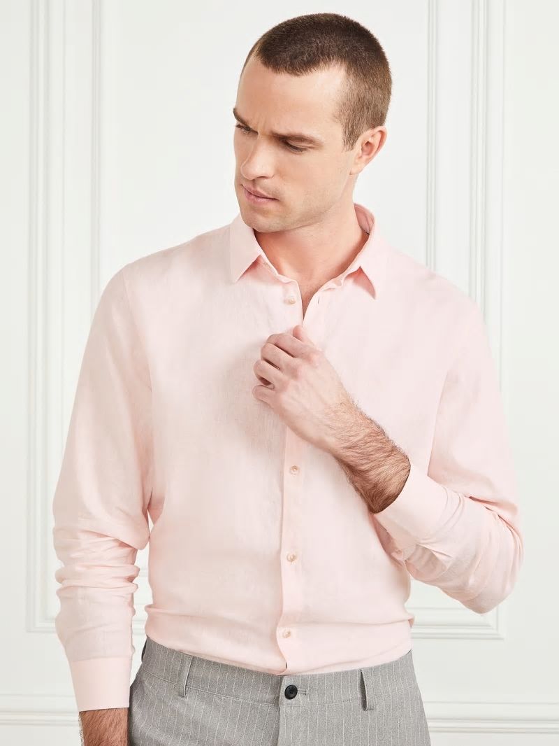 Guess Eco Joe It Linen-Blend Shirt - Pink Good Vibes