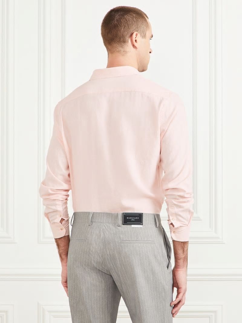 Guess Eco Joe It Linen-Blend Shirt - Pink Good Vibes