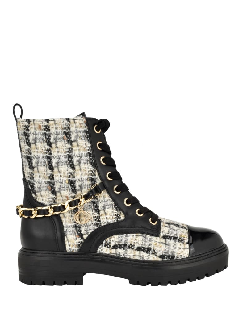 Guess Jellarda Tweed Chain Moto Boots - Black 002