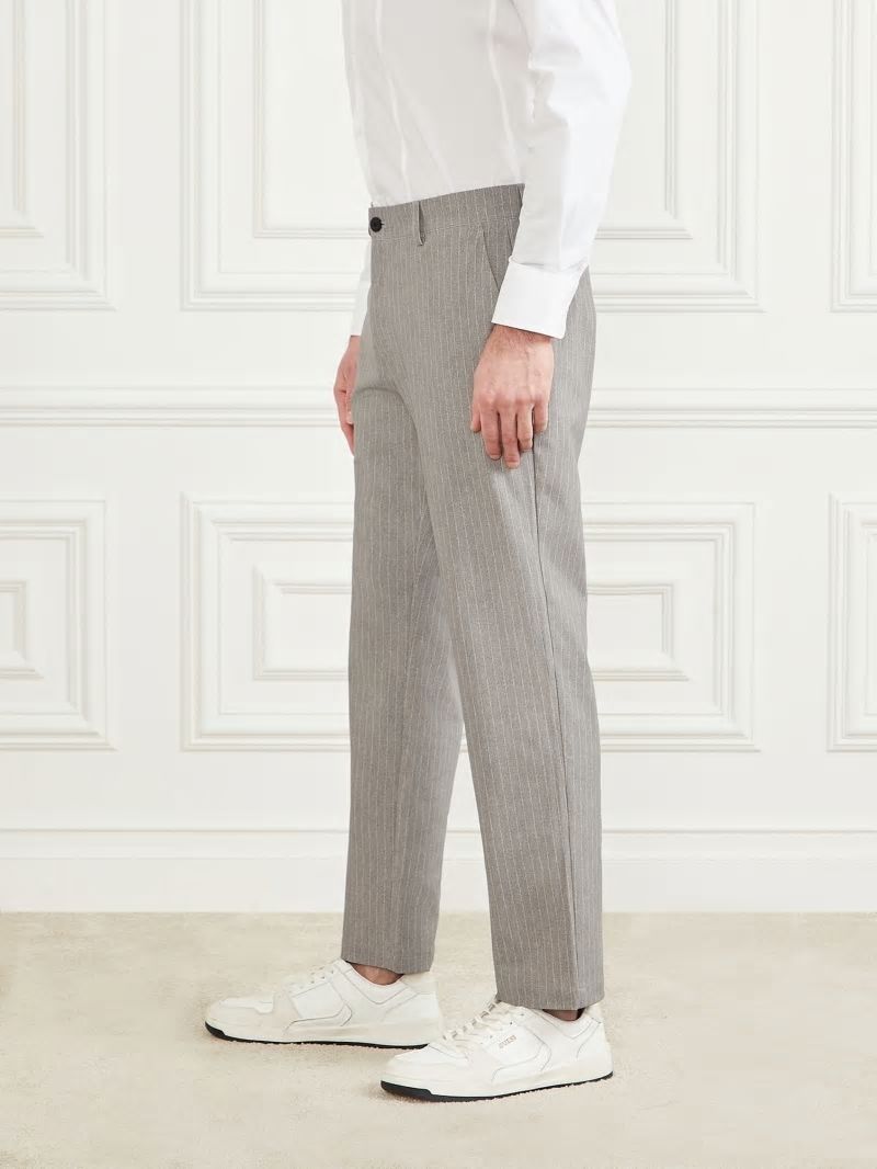 Guess Connor Performing Chino Pants - Light Wool Grey Pinstripe