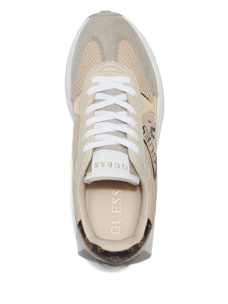 Guess Calebb Logo Print Sneakers - Medium Natural Logo