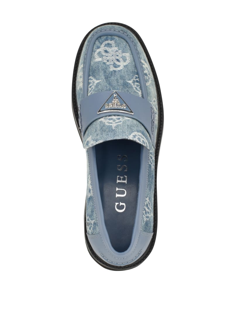 Guess Shatha Denim Peony Triangle Loafers - Denim Tie Dye