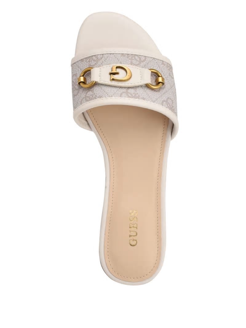Guess Hammi Logo Slide Sandals - Ivory 150