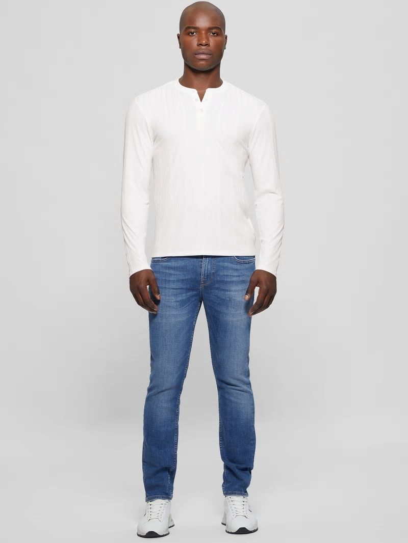Guess Eco Brentwood Knit Henley - Salt White