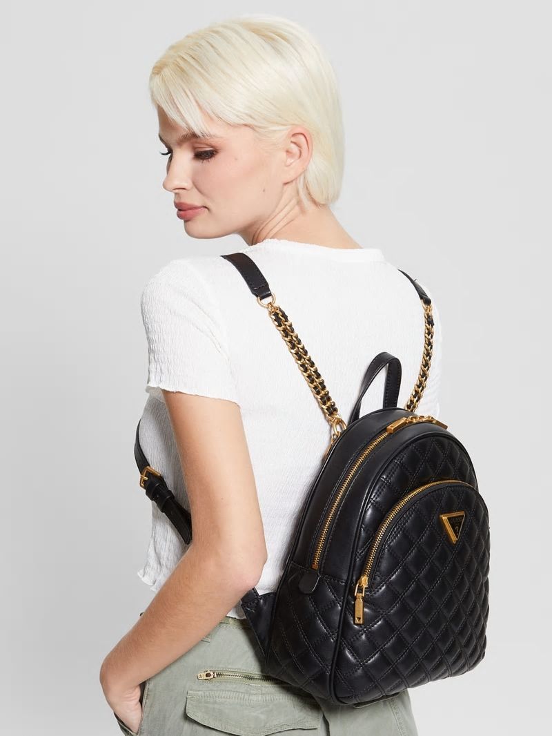 Guess Giully Quilted Backpack - Black Floral Print