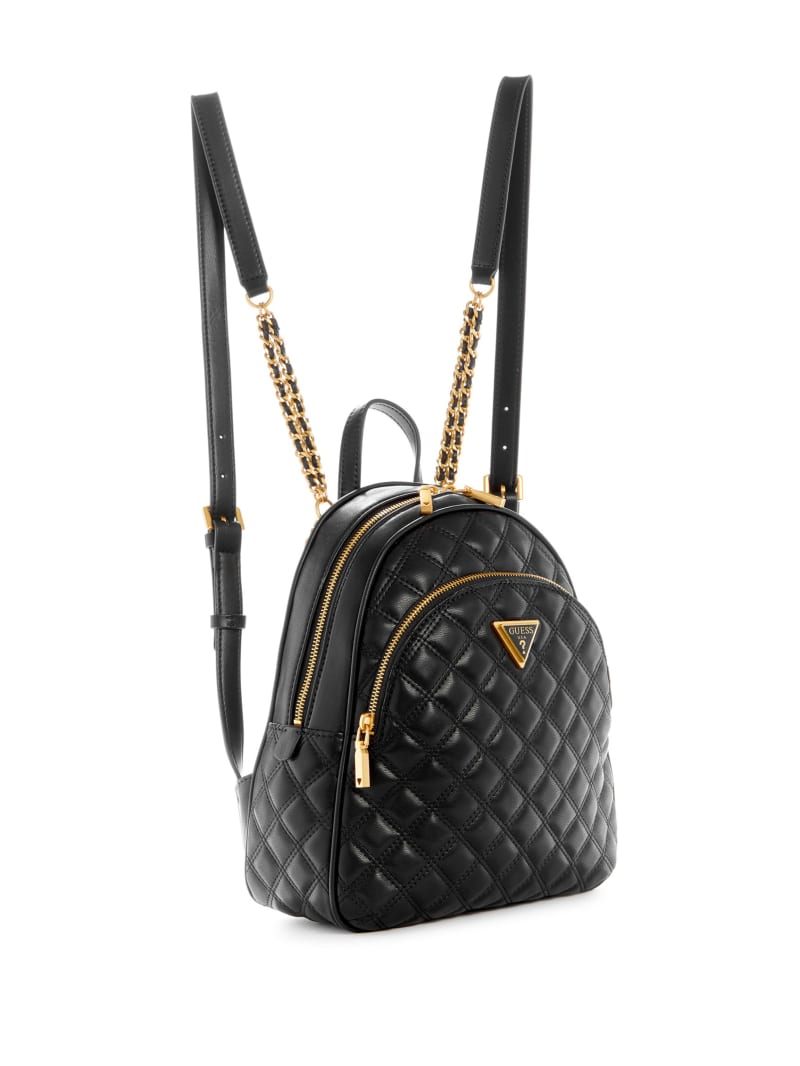 Guess Giully Quilted Backpack - Black Floral Print