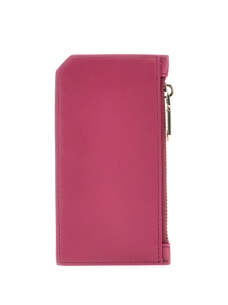 Guess Faux-Leather Zip Card Holder - Fuchsia