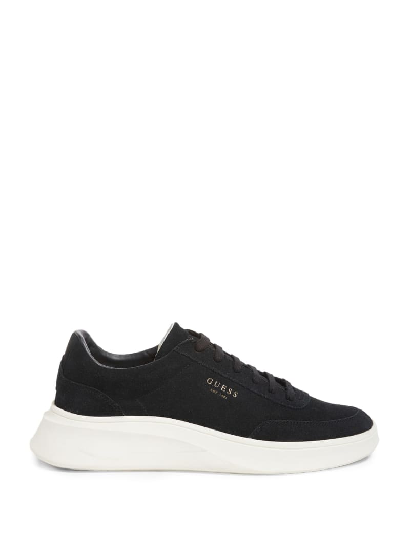 Guess Dolo Logo Low-Top Sneakers - Black Suede