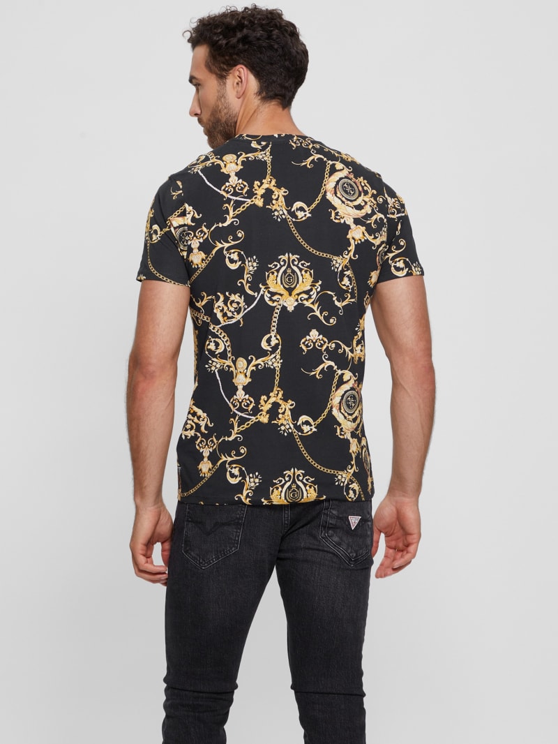 Guess Eco Gold Chain Tee - Gold Chain Logo