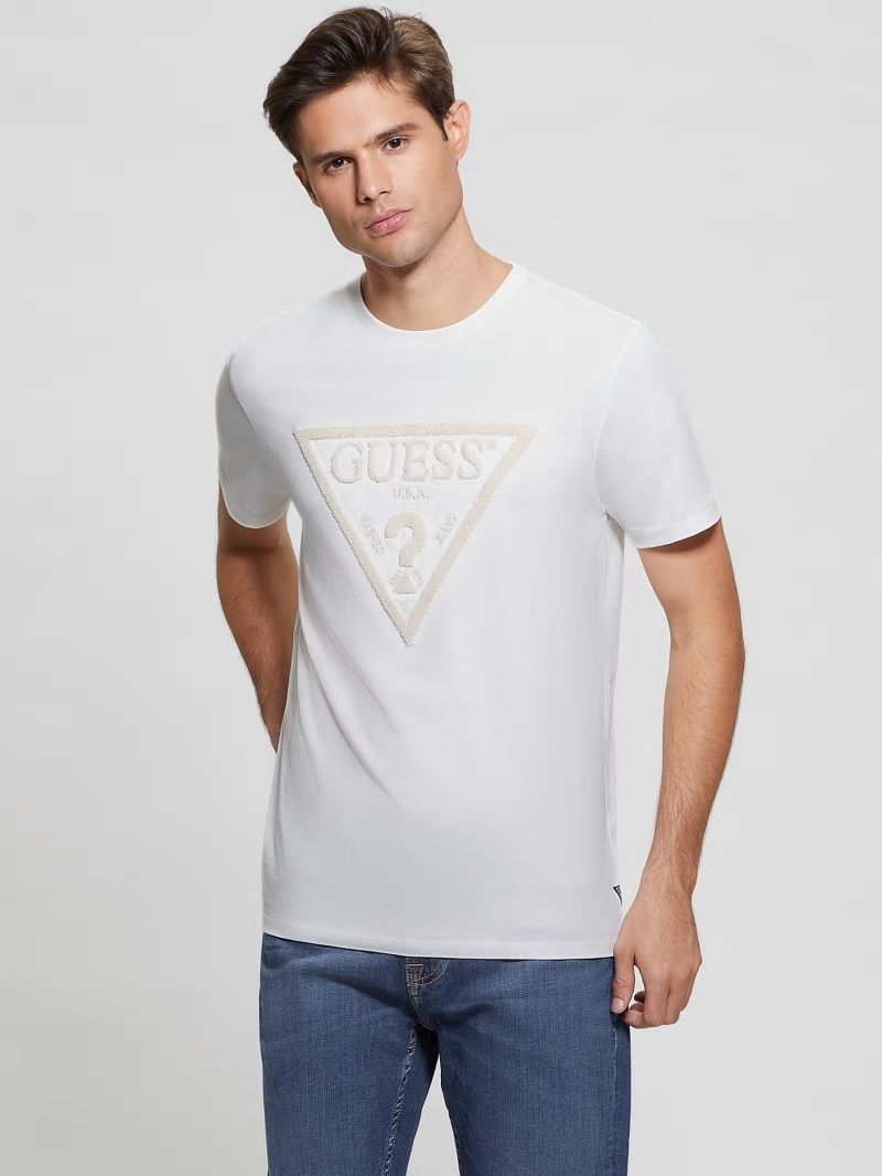 Guess Eco Embroidered Logo Tee - Salt White